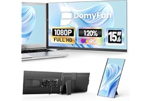 domyfan 15.6" Laptop Screen Extender, 120% sRGB FHD 1080P IPS Laptop Monitor Extender Dual Screen, Portable Monitor for Lapto