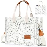 Canvas Tote Bag for Women with Pockets Crossbody Bag Tote Shoulder Handbags Casual Work Bags Everything Tote Bag