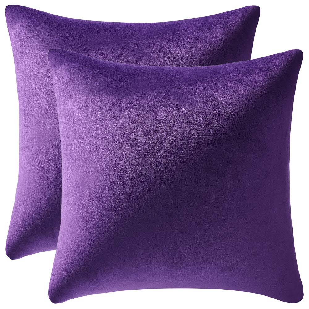 Photo 1 of *COVERS ONLY* DEZENE 22x22 Throw Pillow Cases Purple: 2 Pack Cozy Soft Velvet Square Decorative Pillow Covers for Farmhouse Home Decor