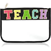 Yuanchu Clear Makeup Letter Teach Bag, Teacher Appreciation Gift Teach Bag Pencil Pouch with Zipper Women Teacher Accessories Gifts for Graduation Retirement Birthday