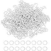 PATIKIL Open Jump Rings, 400 Pcs 8mm Round Ring Charm Loops Connector for Jewelry Making Supplies DIY Craft Keychains Necklaces Earrings, White