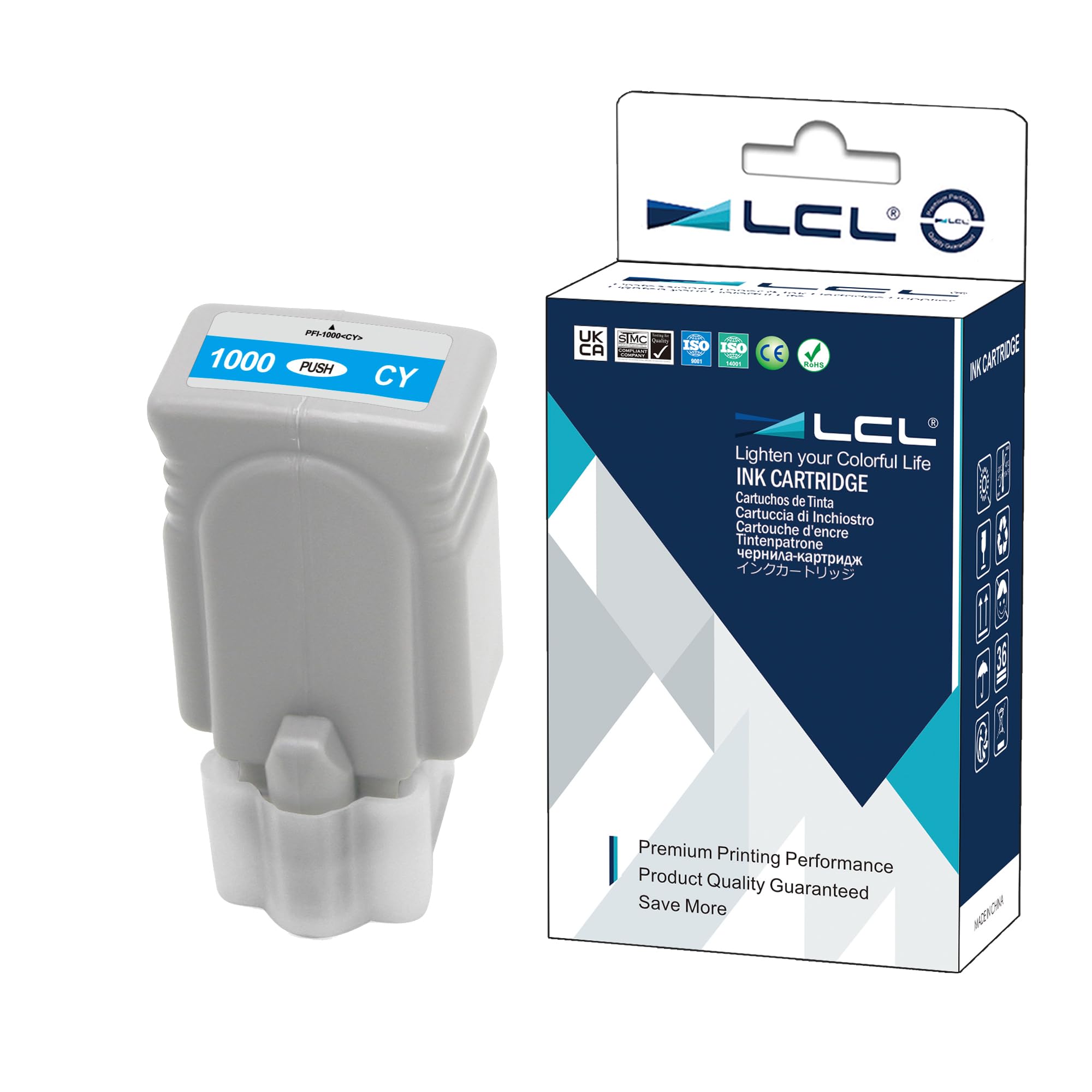 LCL Compatible Ink Cartridge PFI-1000 C PFI-1000C 0547C001 (1Pack Cyan) Replacement for Canon imagePROGRAF PRO-1000