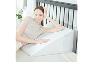 HYGGE HUSH Bed Wedge Pillow, Triangle Pillow Wedge, Bamboo Cooling Memory Foam Top, Elevated Support Wedge Pillow for Relieving Acid Reflux, Heartburn, Snoring and GERD (24" L x 24" W - 10" Thickness)