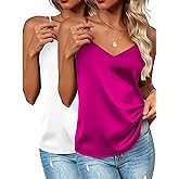 Zeagoo Women's Silk Satin Tank Tops 2026 V Neck Adjustable Spaghetti Strap Sleeveless Camisole Summer Basic Blouse