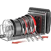 ORDORA Pots and Pans Organizer under Cabinet, Expandable 11.8"-22.8" Pot Lid Holder with 12 Adjustable Dividers, Pan Organizers inside Cabinet for Kitchen Cookware Bakeware, Black