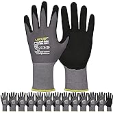 LOCCEF Work Gloves MicroFoam Nitrile Coated-6 Pairs,Seamless Knit Nylon Gloves,Gray Work gloves