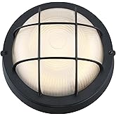 GRUENLICH 8'' Round LED Bulkhead Light Fixture, Outdoor Wall Lights Dimmable, Sauna & Exterior Lighting, ETL Rated, 15W 1500 