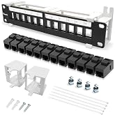 Enmane 12 Port Patch Panel CAT6 Keystone Patch Panel (EC Listed) Wall Mount 10 Inch Bracket Included for Cat6, Cat5e, Cat5 Cabling (1U CAT6)