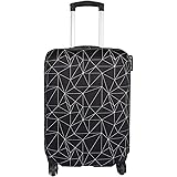 Explore Land Travel Luggage Cover Suitcase Protector Fits 18-32 Inch Luggage 01(Black Polygonal, XL(31-32 inch luggage))