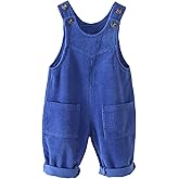 Happy Cherry Infant Baby Boy Girl Corduroy Overalls Romper Adjustable Button Suspender Big Pants Plain Romper Outfit Clothes