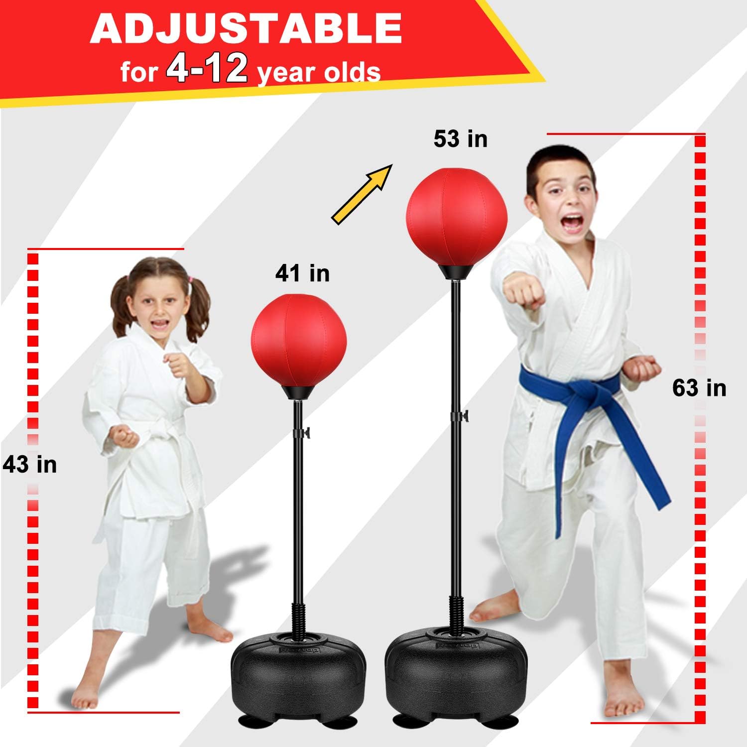 Rovtop Kids Punching Bag for Kids - Boxing Set with Thicker PVC Punching Bag, Adjustable Stand with Stronger Spring, and Boxing Gloves, Toys Gifts for Age 4 5 6 7 8 and Up Years Old Boys Girls : Sports & Outdoors
