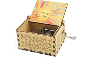byykit You are My Sunshine Wood Music Boxes,Laser Engraved Vintage Wooden Sunshine Musical Box Gifts for Birthday/Christmas/Valentine's Day (Color)