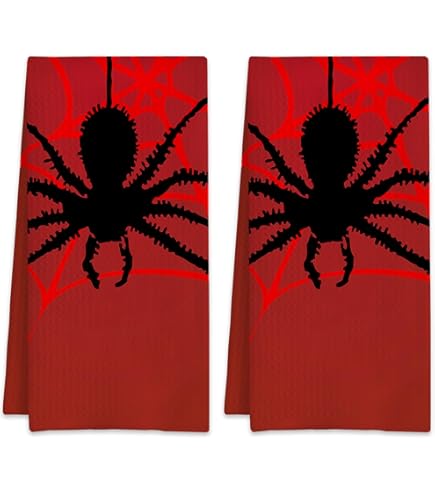 Amazon.com: 2 Pcs Spider Web Red Hand Towels Absorbent Soft Bath