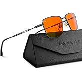 ANYLUV Rectangle Blue Light Glasses, Classic Business Style Computer Glasses, Lightweight Metal Eyeglasses for Anti Eyestrain