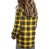 Astylish Women V Neck Plaid Shirts Dressy Casual Blouses Button-Down Business Work Tops Long Sleeve 2025 Fall Outfits