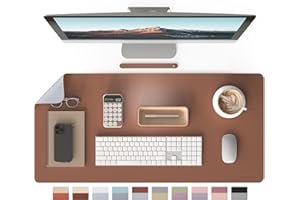 RENMTURE Double-Sided Two-Tone Faux Leather Desk mat Desktop Organization and Accessories Home and Office Large Mouse pad Game and Work (Brown/Gray, 36"x17")