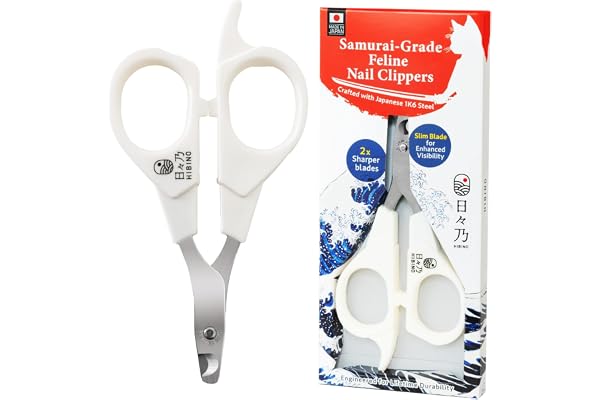 HIBINO Samurai-Grade Cat Nail Clippers | Vet Recommended | Sharper, Quieter & Safer | Precision Blade for Stress-Free Groomin