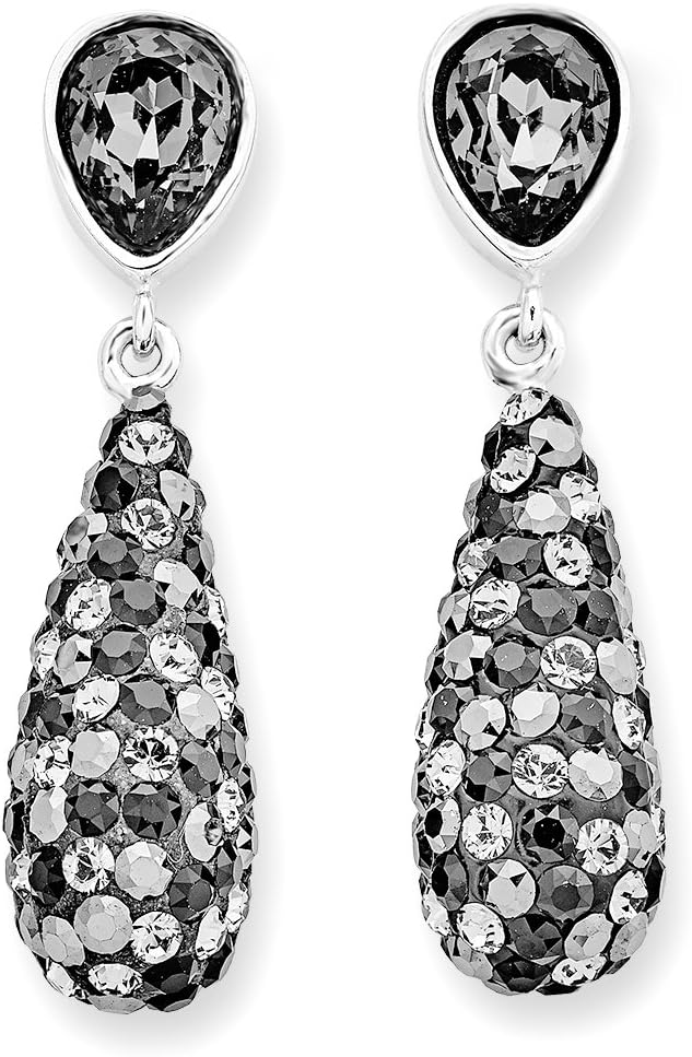 Noelani Damen - 35 MM Swarovski Elements Earrings Rhodium-Plated Brass and Grey Crystal - 514101