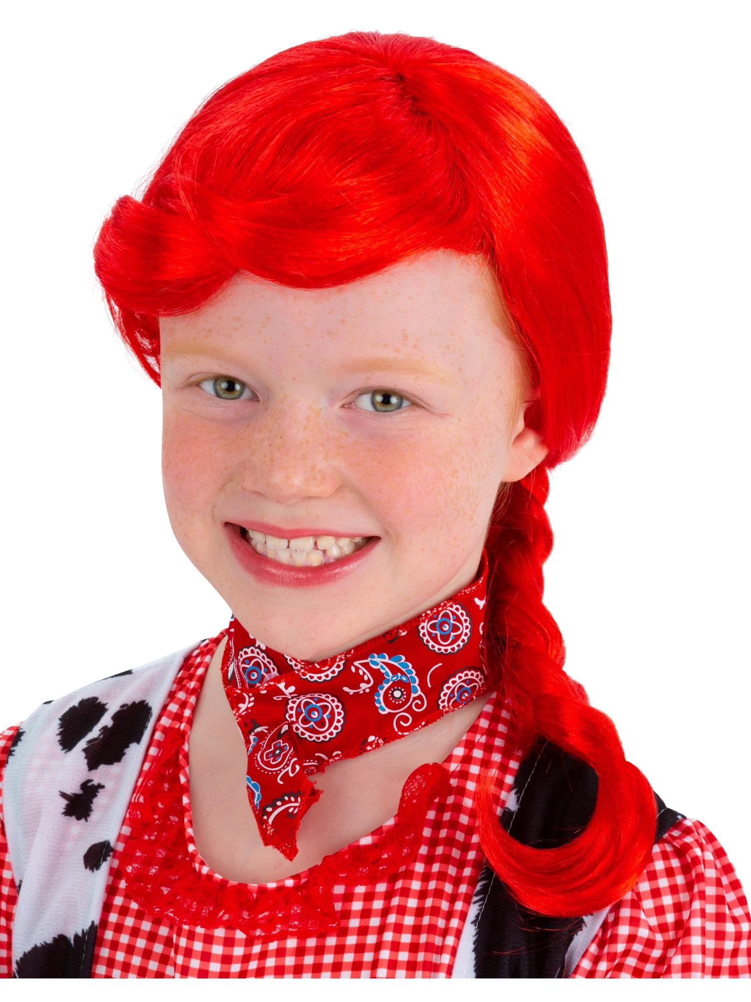 Smiffys Cowgirl Plait Wig, Red, Girls Fancy Dress, Child Dress Up Wigs