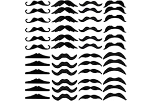 ailixinda 48 PCS Fake Mustaches,Self Adhesive Novelty Fake Mustache,Costume Facial Hair False Mustaches for Halloween,Masquerade Party Supplies,Fake Beard Mustache Stickers Set,8 Styles(Black, 48PCS)