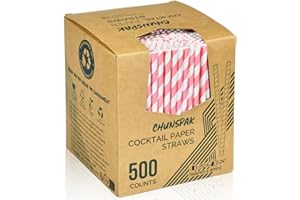 Chunspak 5.75 inch Short Pink Paper Straws 500 Counts, for Cocktail, Mixed Drinks, Cake Pops, Bars, Restaurants - Disposable, Compostable