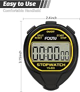 FCXJTU Digital Waterproof Stopwatch 1/100 Sec Silent Large Display Black view 6