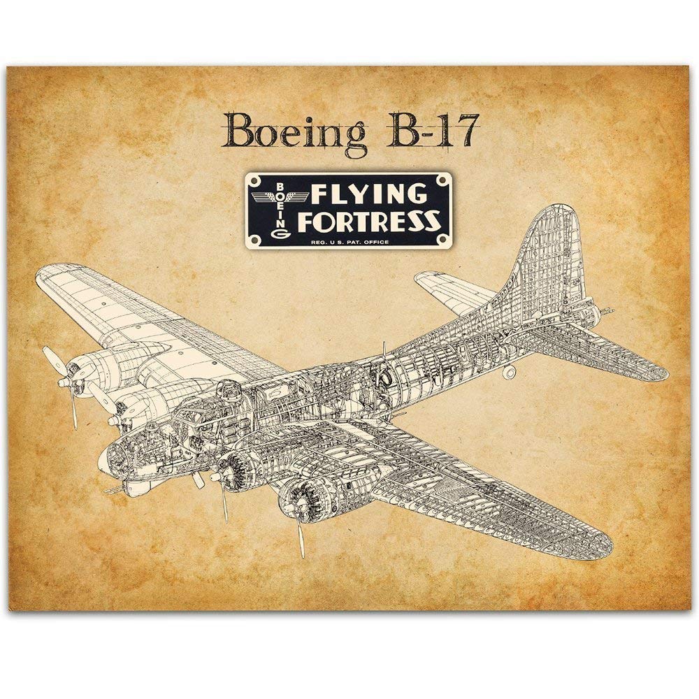 Boeing B-17 Flying Fortress - 11x14 Unframed Patent Print - Great Decor and Gift for Pilots and Aviation Buffs Under $15