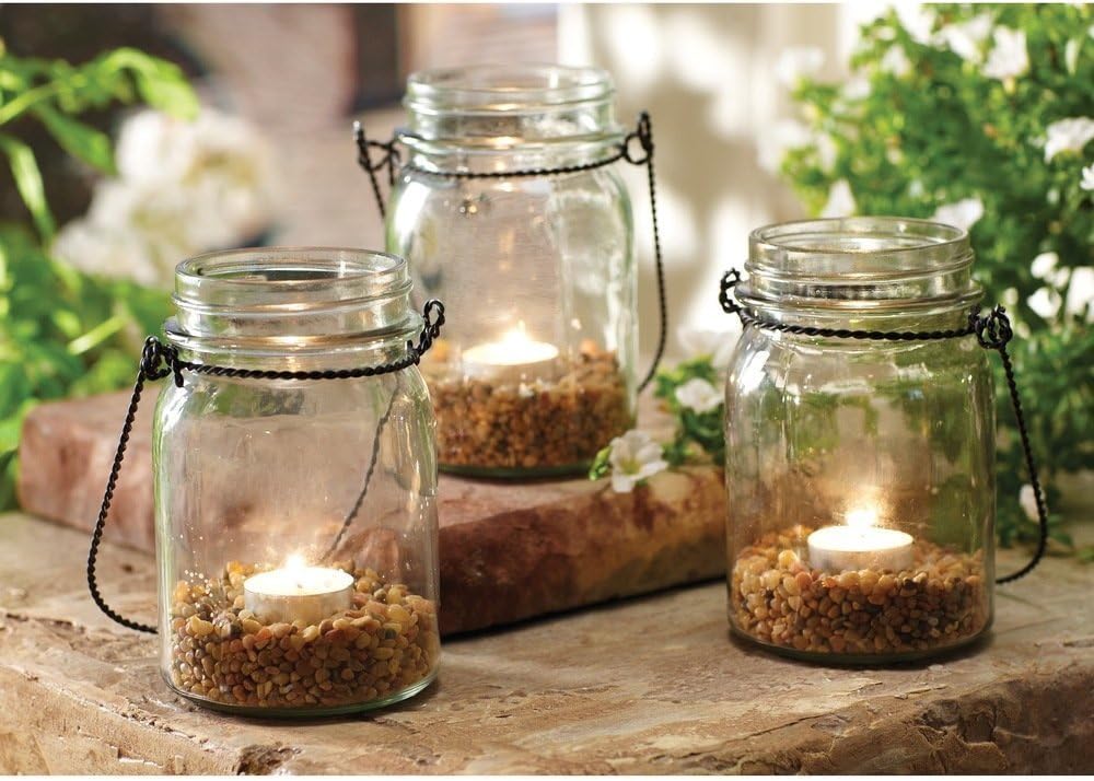 3 Piece Hanging Mason Jar and Tealight Set