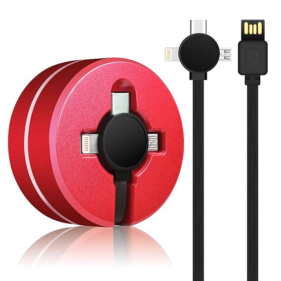 3 in 1 Charging Cable for Cell Phones Charger Retractable USB Cord Data Sync