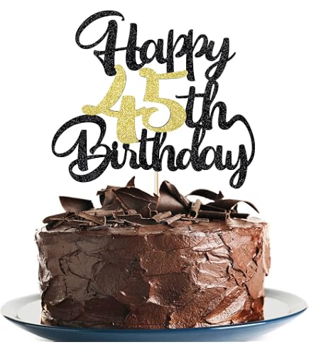 45. Geburtstag Dekoration Set – Mit Banner, Dreieck-Flaggen & Wirbeln, Schwarz, Für Geburtstagsparty