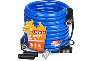 RYLPOINT 100FT Heated Water Hose for RV,Heated Drinking Water Hose,Lead and BPA Free,1/2"Inner Diameter,Temperatures Down to -47°F,Rv Accessories for Campers, Livestock, Agriculture