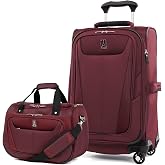 Travelpro Maxlite 5 Softside 2pc Set Expandable Carry On Luggage with 4 Spinner Wheels/Soft Underseat Tote, Lightweight Suitcase, Men and Women, Burgundy