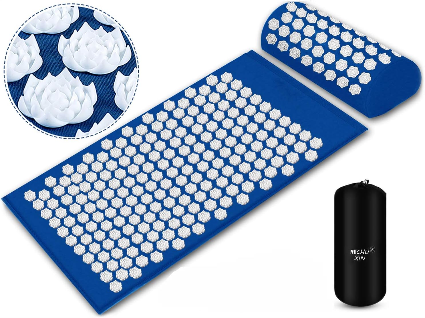 Acupressure Mat and Neck Pillow Set Back and Neck Pain Relief,Include Yoga Acupuncture Mat + Pillow + Backpack for Relieves Stress,Sciatic,Insomnia,Trigger Relaxation Therapy