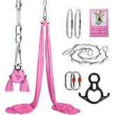 Aerial Silks Kit &amp; Aerial Yoga Hammock - 11Yd Premium Fabric with Hardware | Easy Setup for Flying Yoga, Aerial Swing &amp; Fitness - Supports Up to 14ft Rigging(Navy)