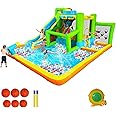 FBSPORT Inflatable Bounce House Water Slide, 9 in 1 Bounce House for Kids Indoor Outdoor Bouncy House with 550W Blower, Water Bounce House with Ball Shooting, Water Gun, Splash Pool, Bounce Area, Hose