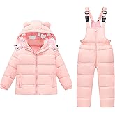 Hecxagd Toddler Snow Suit, Infant Snowsuit Toddler Girl Boy, Baby Girls Snow Suit Kids Hoodie Winter Coat Snow Pant 2-6T