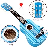 SOKA Wooden Blue Striped Guitar Toy for Kids Toddlers Ages 3+ Interactive Music view 3