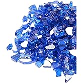 GASPRO 20 lbs Fire Glass for Propane Fire Pit, 1/2-Inch Reflective Fireplace Glass Rocks for Fire Pit Table, Cobalt Blue