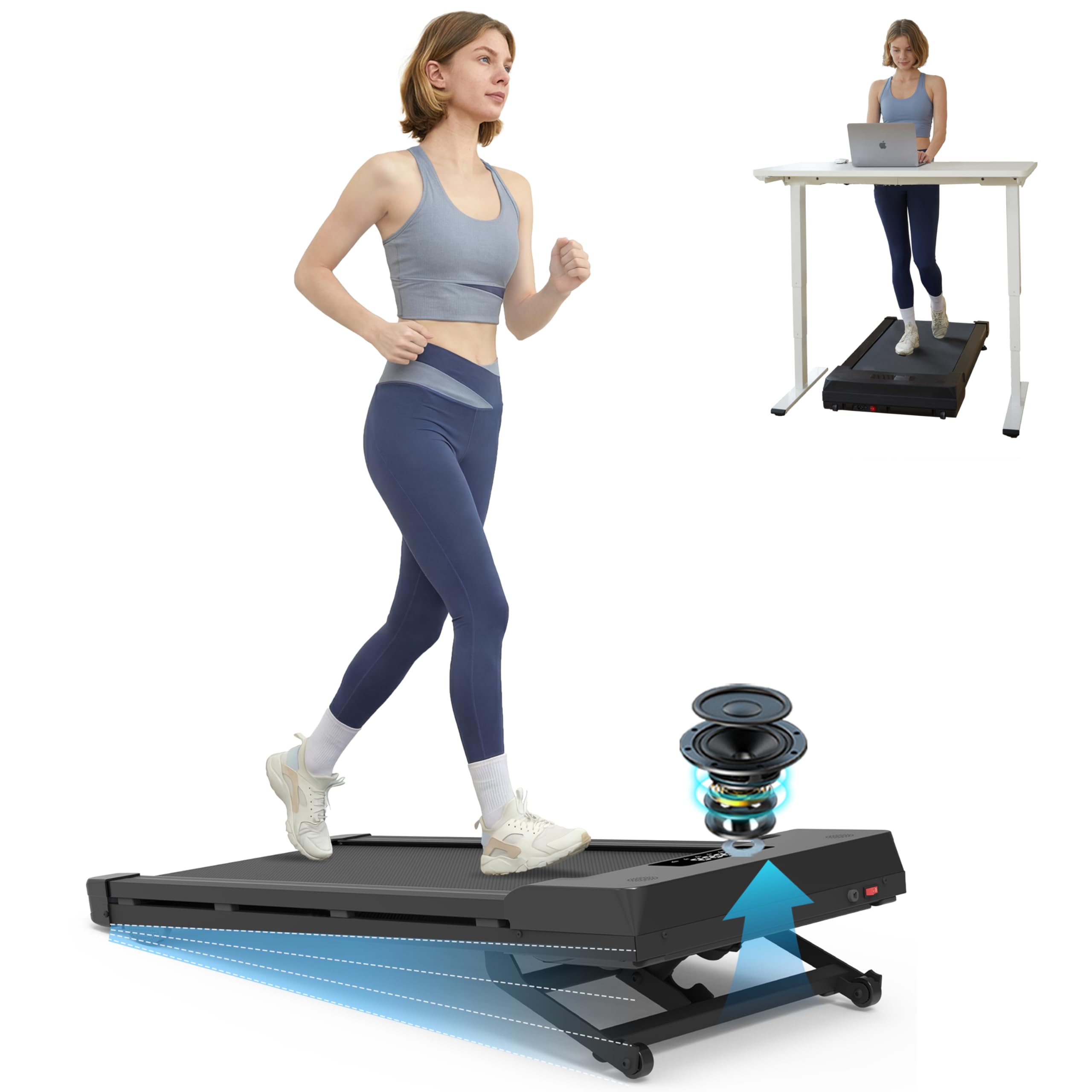 Photo 1 of PACEROCKER Walking Pad Treadmill with 12% 9-Level Auto Incline, 450 lbs Capacity Bluetooth Speaker Under Desk Treadmills for Home Hiking, 5 MPH, Grey Black
