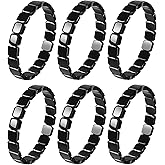 6Pcs Hematite Bracelet for Men Large Size Natural Hematite Beaded Bracelets - Emotional Balance Boost Confidence Energy Healing Bracelets for Men Inspirational Jewelry Gifts