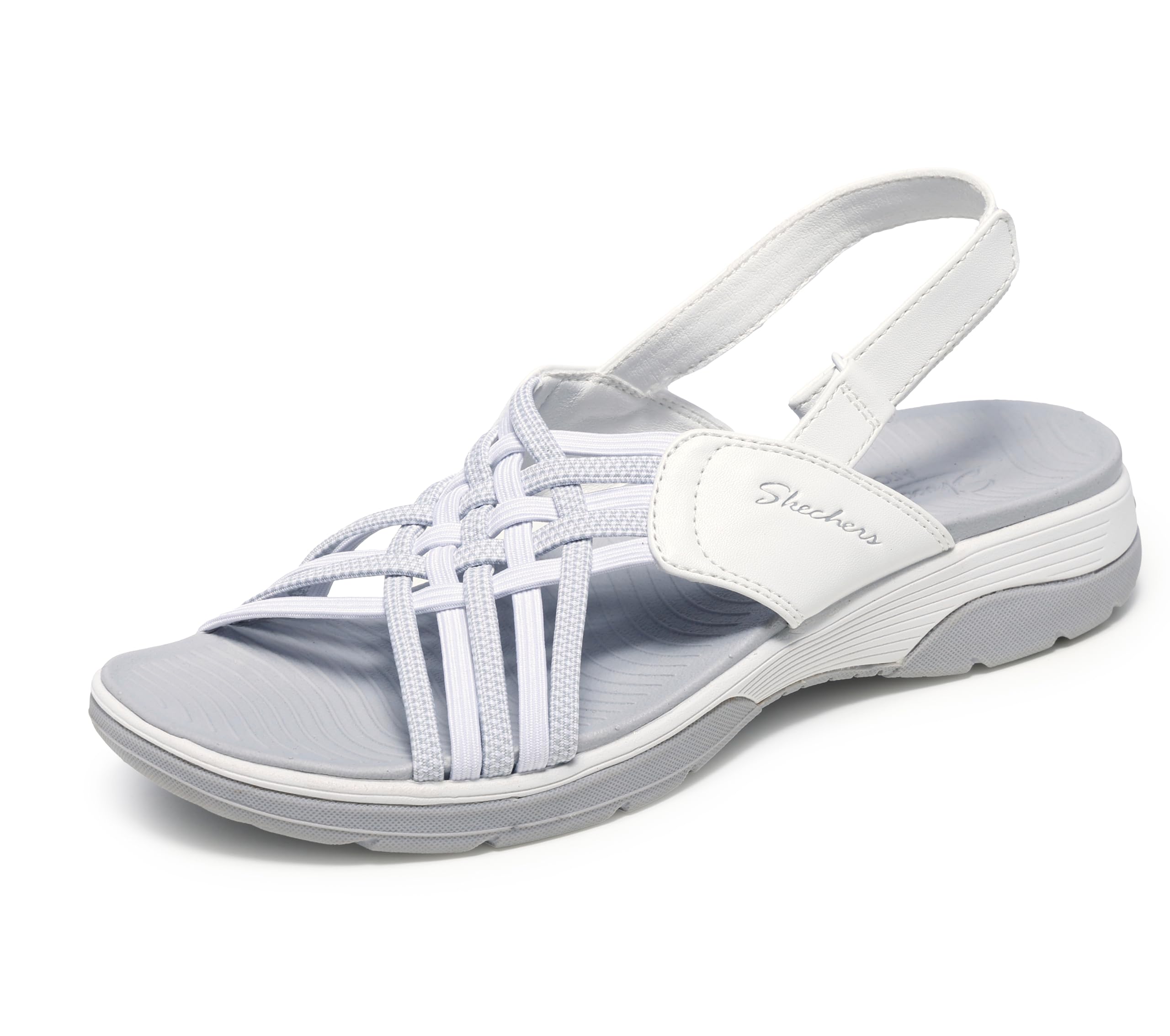 Skechers Women's ARCHFIT REGGAE SPORT-HOMETOWN sporty outdoor sandal, White/Gray 5 M Image