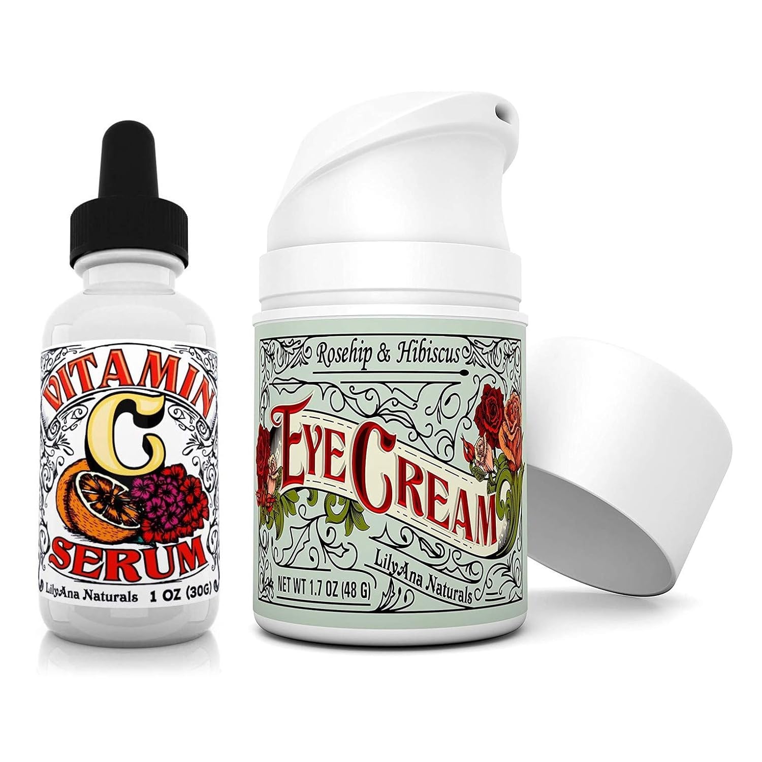 LilyAna Naturals Vitamin C Serum 1 oz and Eye Cream 1.07 oz Anti Aging Bundle