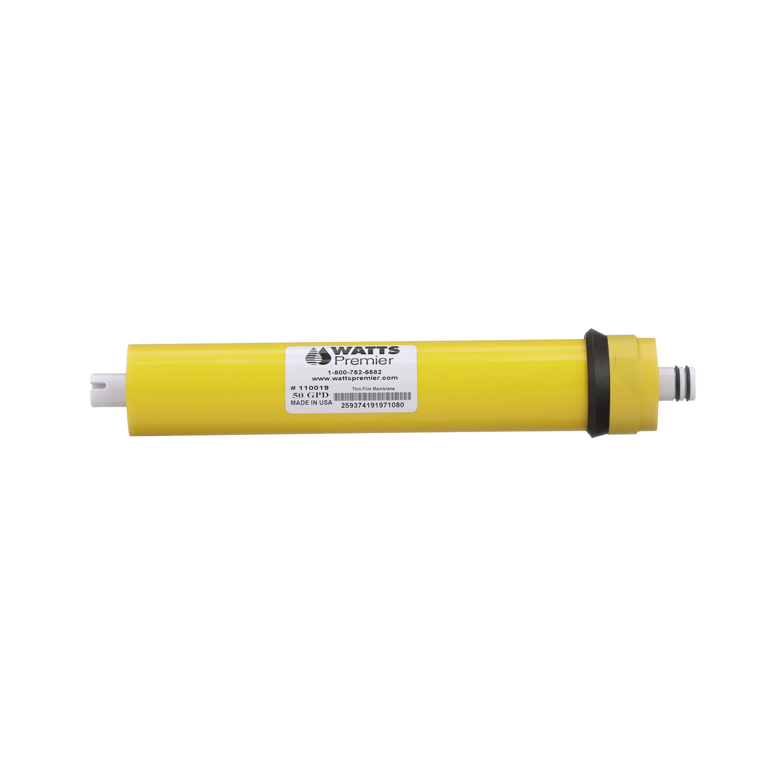 Watts Premier RO Water Filter 50 GPD (Gallons Per Day) Semi-Permeable Membrane Replacement for Premier Standard Reverse Osmosis System, Yellow, Built-In Check Valve, 1.8