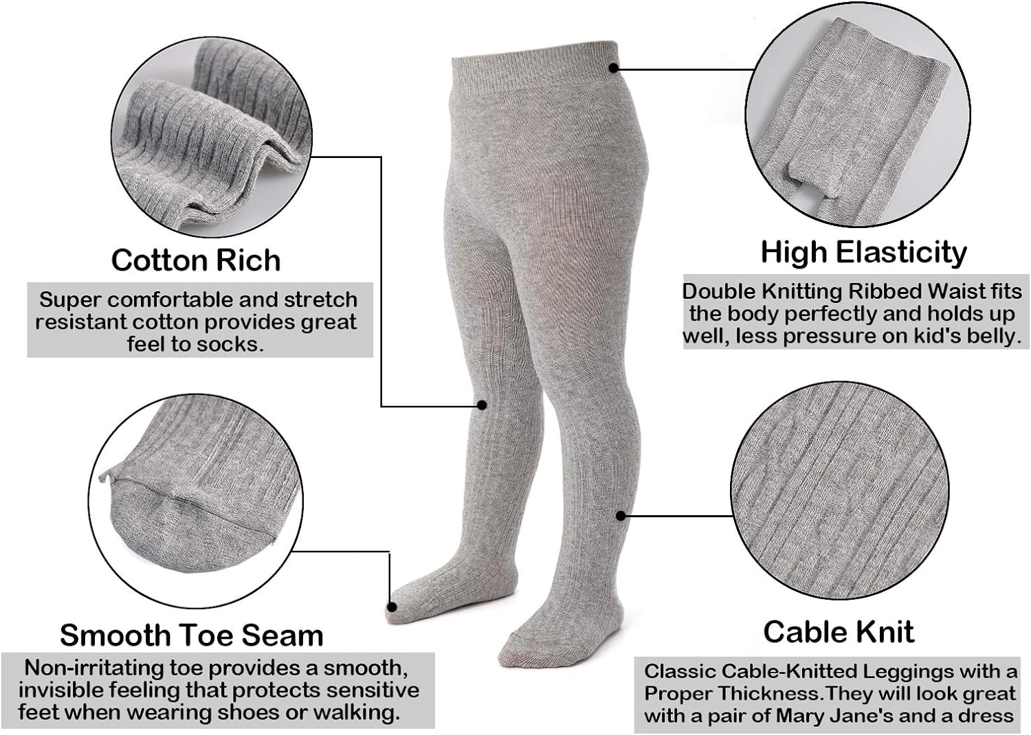 Epeius Baby Girl Tights Thick Cable Knit Leggings Stockings Cotton Pantyhose for Newborn Infant Toddler 3/4/5/6 Pack: Clothing