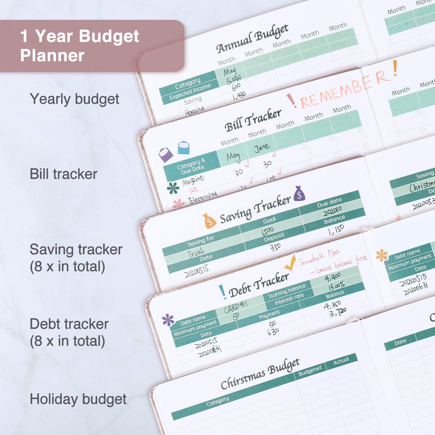 Luxury Budget Planner Book (Undated) with Cash Envelopes & Stickers - Monthly Financial Planner for Debt, Expense, Income, Saving and Bill Tracker - Rose Gold, A5 Size : Office Products