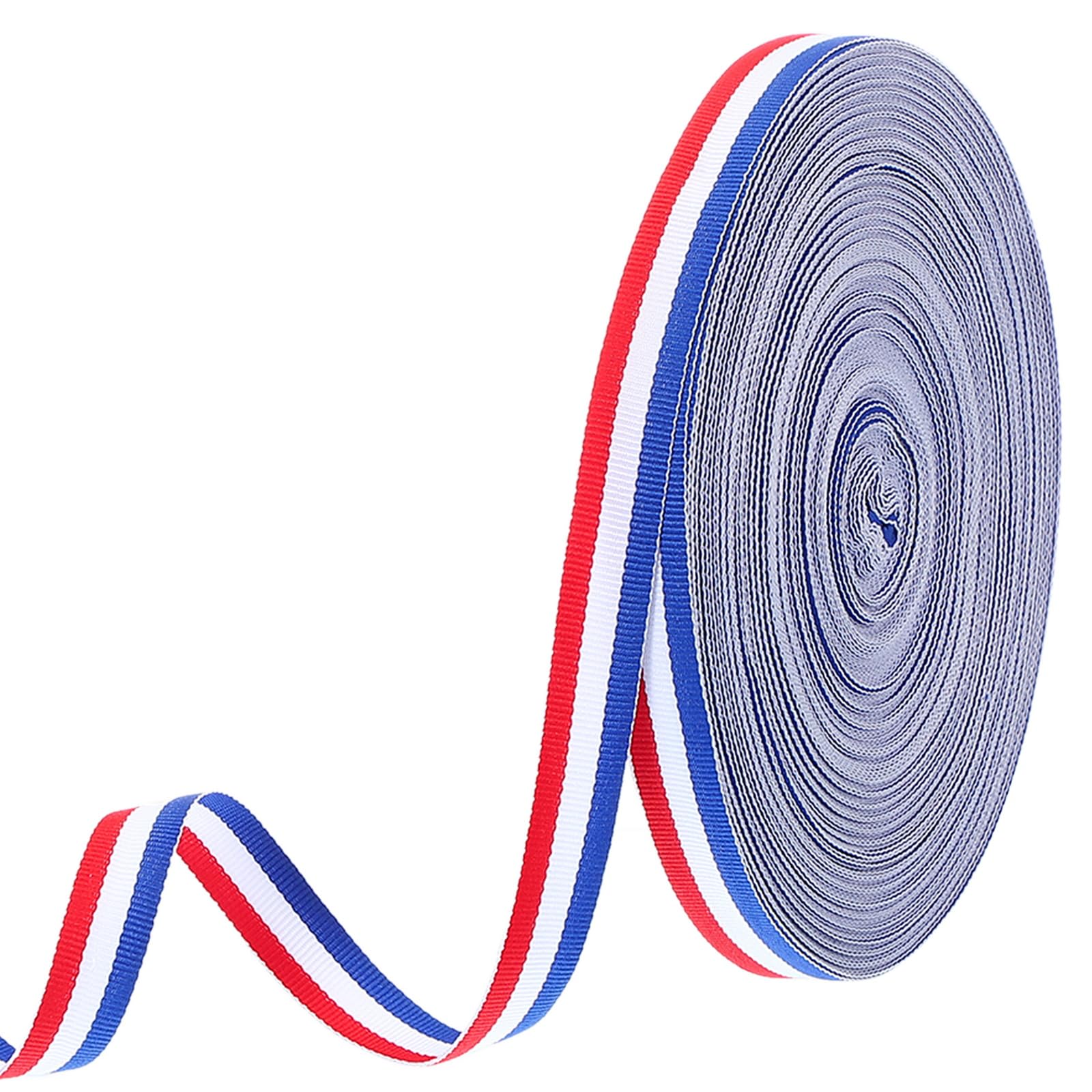 PATIKIL 5/8" Red White Blue Striped Grosgrain Ribbon, 55 Yard Polyester Fabric Stripe Craft Ribbon Double Faced Design for Bow Gift Wrapping DIY Making Garment Christmas Decorations