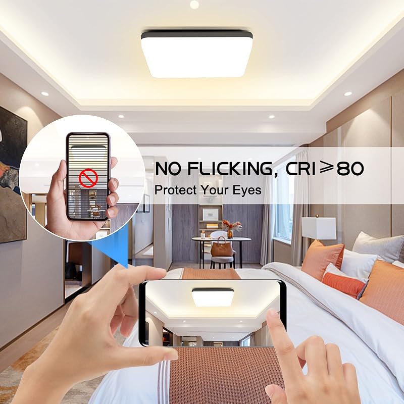 Luz de teto LED, 20W 2000LM 4000K Candeeiros de teto, lâmpada quadrada quadrada ultrafina IP44 para sala de estar, casa de banho, varanda, quarto, corredor, cozinha, cozinha