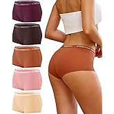 FINETOO Boyshort Underwear for Women Cotton Boxer Briefs Full Coverage Ladies BoyShorts Panties 5 Pack