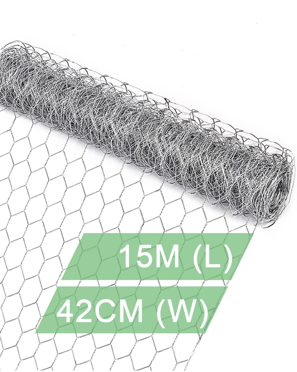 vensovo Galvanized Chicken Wire Mesh - 42CM × 15M Garden Animal Barrier Fence, 1 inch Mesh Fence for Pet,Rabbit,Poultry — image 1