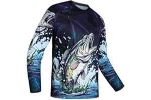 YOUALSO Mens Fishing Shirt Long Sleeve, Fishing Jerseys Fish Tshirts - Breathable, Cooling, Light-Weight